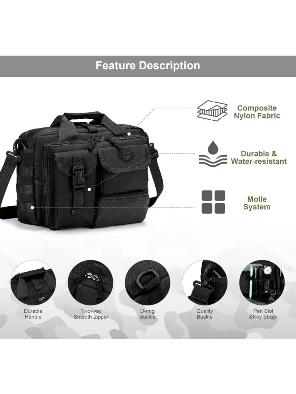 Versatile Tactical Messenger Bag | Military Briefcase for Laptops 14